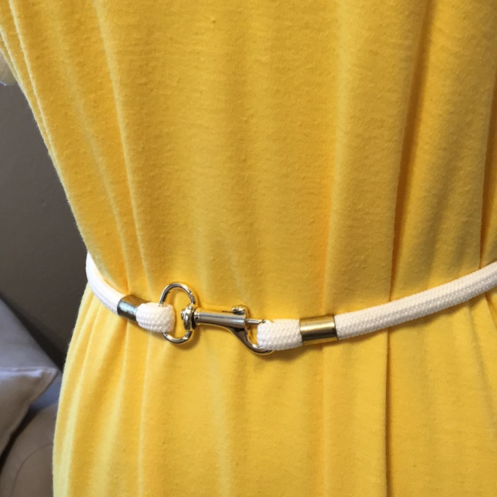 Vintage Lacoste Haymaker Yellow White Belted Dress - Picture 6 of 8